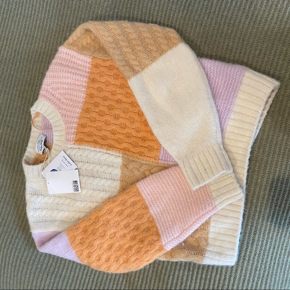 & Other Stories Orange Lilac Cable Knit Color Block Sweater NWT - Picture 6 of 6